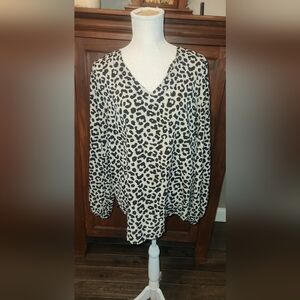 Leopard Print V-Neck Women's Top